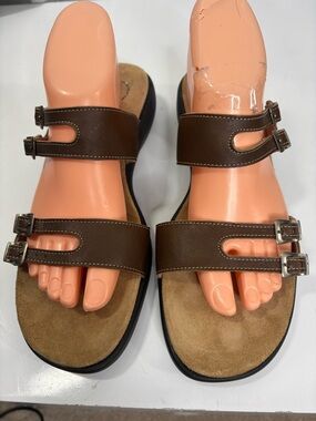 Haflinger German Brown Double Strap leather Buckle Sandals size 41 / 10, NWOB